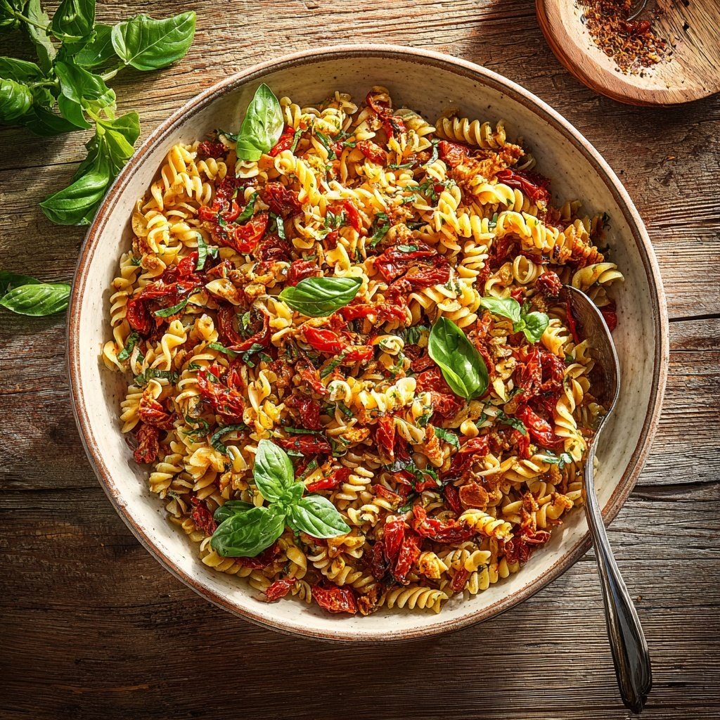 Mediterraner Nudelsalat Mit Getrockneten Tomaten