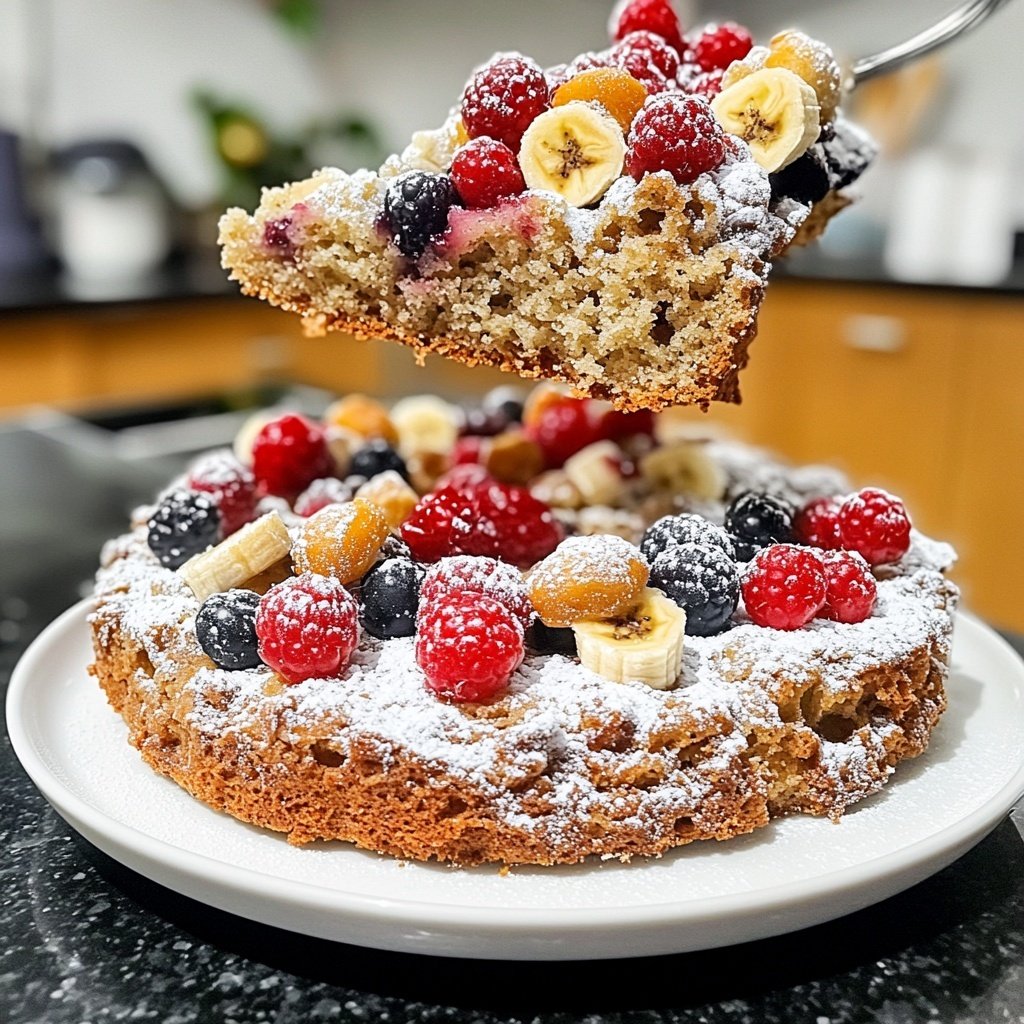 Bananenkuchen mit Beeren