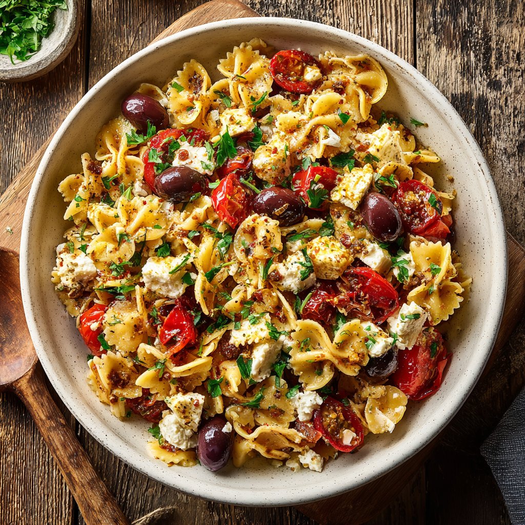 Mediterraner Nudelsalat Mit Feta Und Oliven